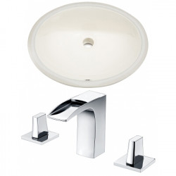 American Imaginations AI-22704 19.75-in. W Oval Undermount Sink Set In Biscuit - Chrome Hardware With 3H8-in. CUPC Faucet
