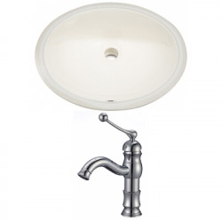 American Imaginations AI-22707 19.75-in. W Oval Undermount Sink Set In Biscuit - Chrome Hardware With 1 Hole CUPC Faucet