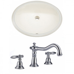 American Imaginations AI-22709 19.75-in. W Oval Undermount Sink Set In Biscuit - Chrome Hardware With 3H8-in. CUPC Faucet