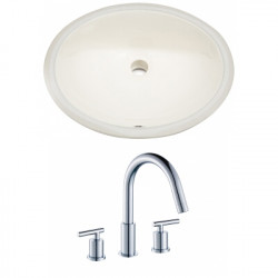 American Imaginations AI-22710 19.75-in. W Oval Undermount Sink Set In Biscuit - Chrome Hardware With 3H8-in. CUPC Faucet