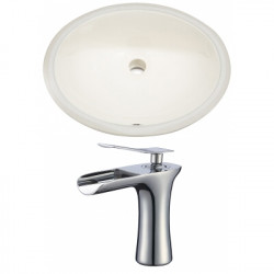 American Imaginations AI-22711 19.75-in. W Oval Undermount Sink Set In Biscuit - Chrome Hardware With 1 Hole CUPC Faucet