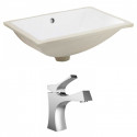 American Imaginations AI-22717 20.75-in. W Rectangle Undermount Sink Set In White - Chrome Hardware With 1 Hole CUPC Faucet