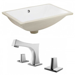 American Imaginations AI-22718 20.75-in. W Rectangle Undermount Sink Set In White - Chrome Hardware With 3H8-in. CUPC Faucet