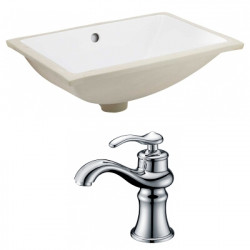 American Imaginations AI-22719 20.75-in. W Rectangle Undermount Sink Set In White - Chrome Hardware With 1 Hole CUPC Faucet