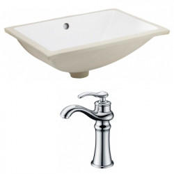 American Imaginations AI-22720 20.75-in. W Rectangle Undermount Sink Set In White - Chrome Hardware With Deck Mount CUPC Faucet