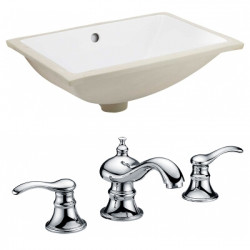 American Imaginations AI-22721 20.75-in. W Rectangle Undermount Sink Set In White - Chrome Hardware With 3H8-in. CUPC Faucet