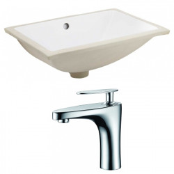 American Imaginations AI-22722 20.75-in. W Rectangle Undermount Sink Set In White - Chrome Hardware With 1 Hole CUPC Faucet