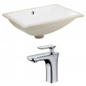 American Imaginations AI-22724 20.75-in. W Rectangle Undermount Sink Set In White - Chrome Hardware With 1 Hole CUPC Faucet