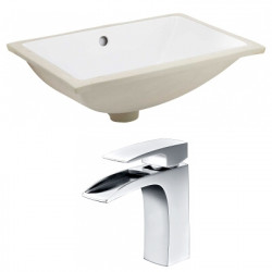 American Imaginations AI-22725 20.75-in. W Rectangle Undermount Sink Set In White - Chrome Hardware With 1 Hole CUPC Faucet