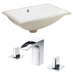 American Imaginations AI-22726 20.75-in. W Rectangle Undermount Sink Set In White - Chrome Hardware With 3H8-in. CUPC Faucet