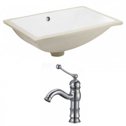 American Imaginations AI-22729 20.75-in. W Rectangle Undermount Sink Set In White - Chrome Hardware With 1 Hole CUPC Faucet