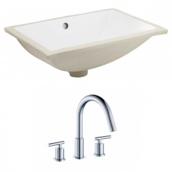 American Imaginations AI-22732 20.75-in. W Rectangle Undermount Sink Set In White - Chrome Hardware With 3H8-in. CUPC Faucet