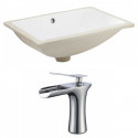 American Imaginations AI-22733 20.75-in. W Rectangle Undermount Sink Set In White - Chrome Hardware With 1 Hole CUPC Faucet