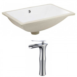 American Imaginations AI-22734 20.75-in. W Rectangle Undermount Sink Set In White - Chrome Hardware With Deck Mount CUPC Faucet