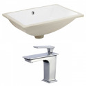 American Imaginations AI-22735 20.75-in. W Rectangle Undermount Sink Set In White - Chrome Hardware With 1 Hole CUPC Faucet