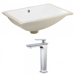 American Imaginations AI-22736 20.75-in. W Rectangle Undermount Sink Set In White - Chrome Hardware With Deck Mount CUPC Faucet