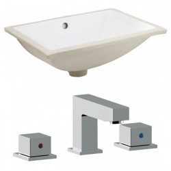 American Imaginations AI-22737 20.75-in. W Rectangle Undermount Sink Set In White - Chrome Hardware With 3H8-in. CUPC Faucet