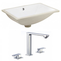 American Imaginations AI-22738 20.75-in. W Rectangle Undermount Sink Set In White - Chrome Hardware With 3H8-in. CUPC Faucet