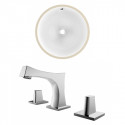 American Imaginations AI-22740 16.5-in. W Round Undermount Sink Set In White - Chrome Hardware With 3H8-in. CUPC Faucet