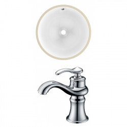 American Imaginations AI-22741 16.5-in. W Round Undermount Sink Set In White - Chrome Hardware With 1 Hole CUPC Faucet