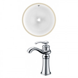 American Imaginations AI-22742 16.5-in. W Round Undermount Sink Set In White - Chrome Hardware With Deck Mount CUPC Faucet