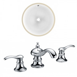 American Imaginations AI-22743 16.5-in. W Round Undermount Sink Set In White - Chrome Hardware With 3H8-in. CUPC Faucet
