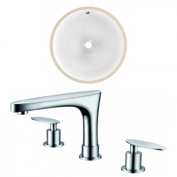 American Imaginations AI-22745 16.5-in. W Round Undermount Sink Set In White - Chrome Hardware With 3H8-in. CUPC Faucet