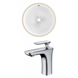 American Imaginations AI-22746 16.5-in. W Round Undermount Sink Set In White - Chrome Hardware With 1 Hole CUPC Faucet