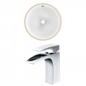 American Imaginations AI-22747 16.5-in. W Round Undermount Sink Set In White - Chrome Hardware With 1 Hole CUPC Faucet