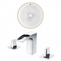 American Imaginations AI-22748 16.5-in. W Round Undermount Sink Set In White - Chrome Hardware With 3H8-in. CUPC Faucet
