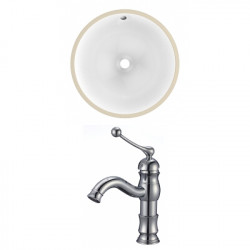 American Imaginations AI-22751 16.5-in. W Round Undermount Sink Set In White - Chrome Hardware With 1 Hole CUPC Faucet