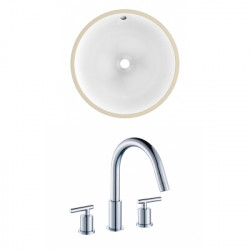 American Imaginations AI-22754 16.5-in. W Round Undermount Sink Set In White - Chrome Hardware With 3H8-in. CUPC Faucet