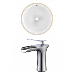 American Imaginations AI-22755 16.5-in. W Round Undermount Sink Set In White - Chrome Hardware With 1 Hole CUPC Faucet