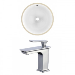 American Imaginations AI-22757 16.5-in. W Round Undermount Sink Set In White - Chrome Hardware With 1 Hole CUPC Faucet