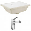 American Imaginations AI-22761 18.25-in. W Rectangle Undermount Sink Set In White - Chrome Hardware With 1 Hole CUPC Faucet