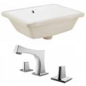American Imaginations AI-22762 18.25-in. W Rectangle Undermount Sink Set In White - Chrome Hardware With 3H8-in. CUPC Faucet