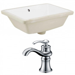 American Imaginations AI-22763 18.25-in. W Rectangle Undermount Sink Set In White - Chrome Hardware With 1 Hole CUPC Faucet