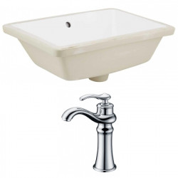 American Imaginations AI-22764 18.25-in. W Rectangle Undermount Sink Set In White - Chrome Hardware With Deck Mount CUPC Faucet