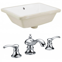 American Imaginations AI-22765 18.25-in. W Rectangle Undermount Sink Set In White - Chrome Hardware With 3H8-in. CUPC Faucet