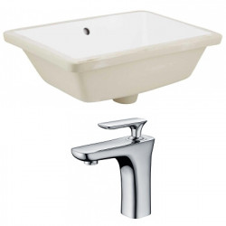 American Imaginations AI-22768 18.25-in. W Rectangle Undermount Sink Set In White - Chrome Hardware With 1 Hole CUPC Faucet