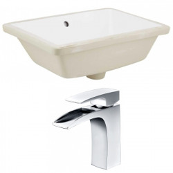 American Imaginations AI-22769 18.25-in. W Rectangle Undermount Sink Set In White - Chrome Hardware With 1 Hole CUPC Faucet