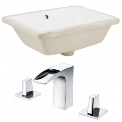 American Imaginations AI-22770 18.25-in. W Rectangle Undermount Sink Set In White - Chrome Hardware With 3H8-in. CUPC Faucet