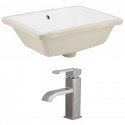 American Imaginations AI-22771 18.25-in. W Rectangle Undermount Sink Set In White - Stainless Steel Hardware With 1 Hole CUPC Faucet