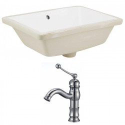 American Imaginations AI-22773 18.25-in. W Rectangle Undermount Sink Set In White - Chrome Hardware With 1 Hole CUPC Faucet