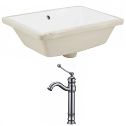 American Imaginations AI-22774 18.25-in. W Rectangle Undermount Sink Set In White - Chrome Hardware With Deck Mount CUPC Faucet