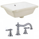American Imaginations AI-22775 18.25-in. W Rectangle Undermount Sink Set In White - Chrome Hardware With 3H8-in. CUPC Faucet