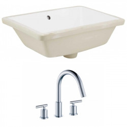 American Imaginations AI-22776 18.25-in. W Rectangle Undermount Sink Set In White - Chrome Hardware With 3H8-in. CUPC Faucet