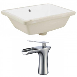 American Imaginations AI-22777 18.25-in. W Rectangle Undermount Sink Set In White - Chrome Hardware With 1 Hole CUPC Faucet