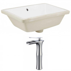 American Imaginations AI-22778 18.25-in. W Rectangle Undermount Sink Set In White - Chrome Hardware With Deck Mount CUPC Faucet