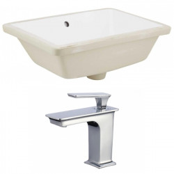 American Imaginations AI-22779 18.25-in. W Rectangle Undermount Sink Set In White - Chrome Hardware With 1 Hole CUPC Faucet